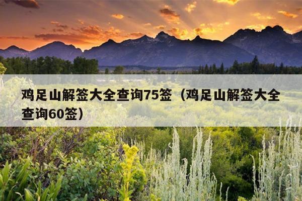 鸡足山解签大全查询75签（鸡足山解签大全查询60签）