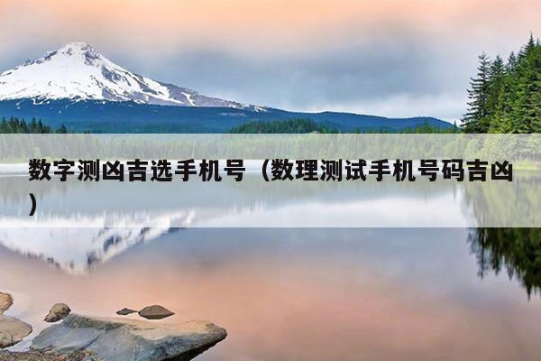 数字测凶吉选手机号(数理测试手机号码吉凶)